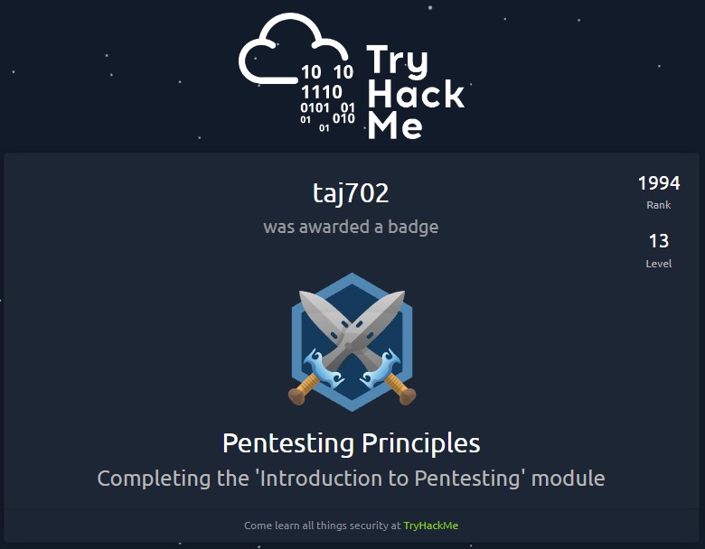 Intro to Pentesting Badge