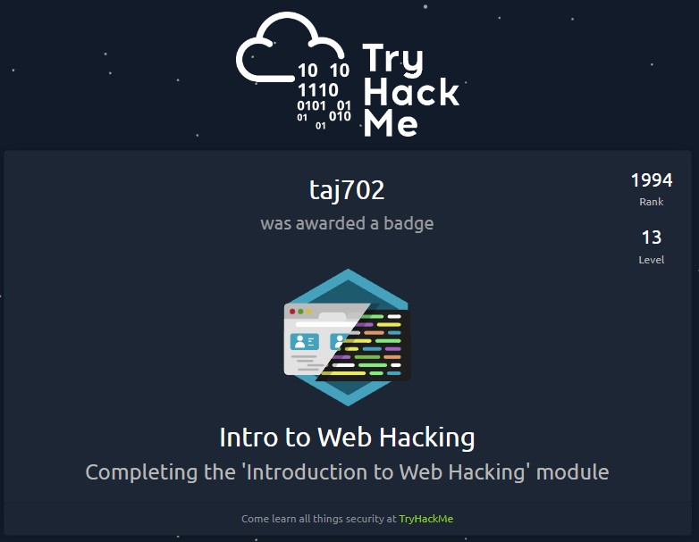 Intro to Web Hacking Badge